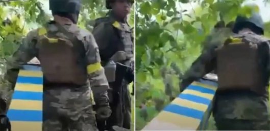 Украинские боевики сами засняли, как принесли пограничный столб в попытке выдать это за выход на гра Украинские боевики сами засняли, как принесли пограничный столб в попытке выдать это за выход на гра